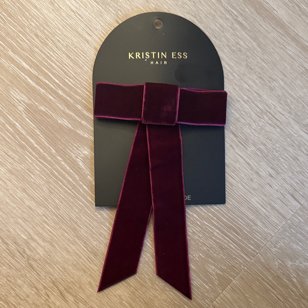 Kristin Ess Plum Velvet Bow Slide Hair Clip NEW 🏷️